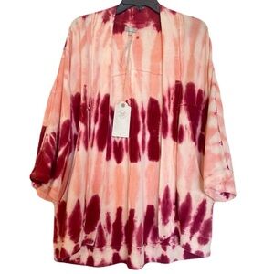 True Craft Open Front Kimono Women's Tie Dye Cardigan Jacket Size XS Pockets NWT